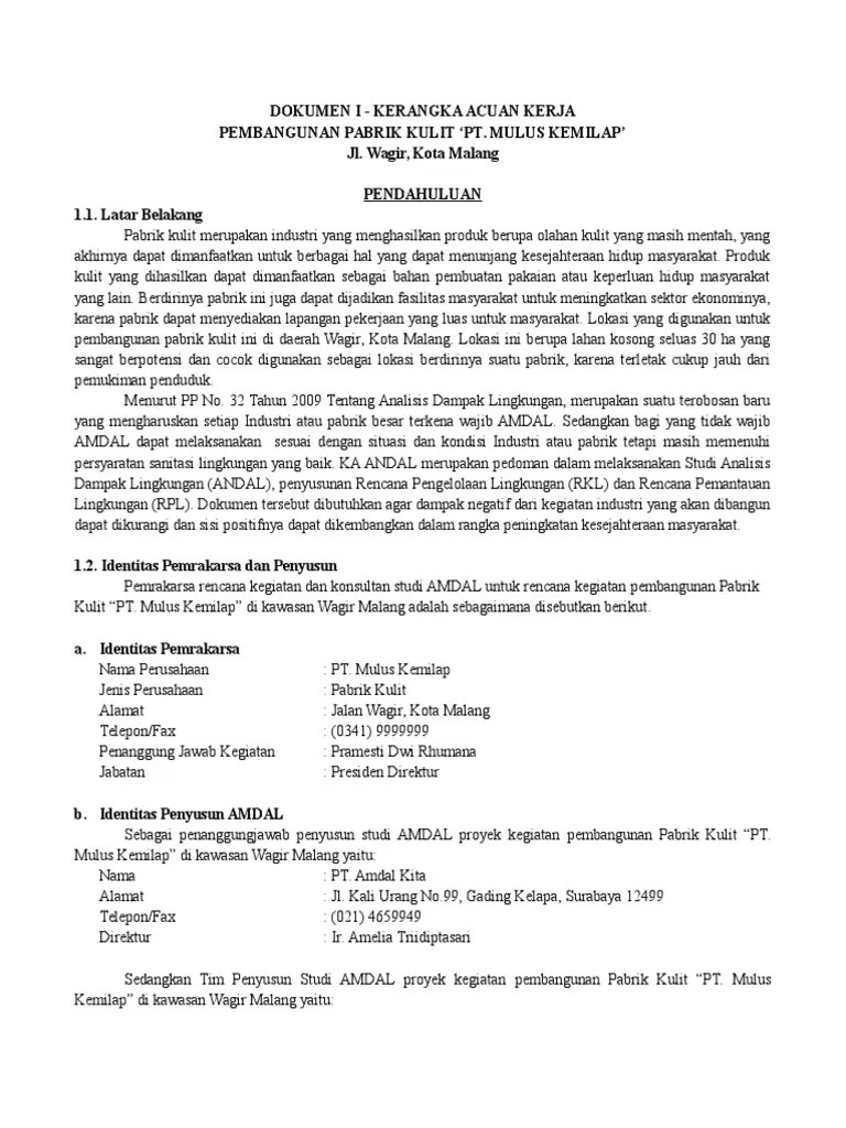 Kompetensi penyusun dokumen analisis mengenai. Dokumen 1 Amdal Fix Fix 2003 Pdf