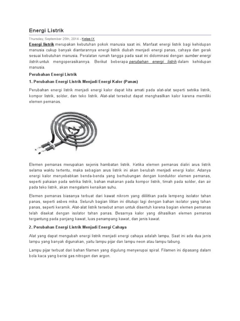 Alat Yang Mengubah Energi Listrik Menjadi Energi Cahaya Adalah