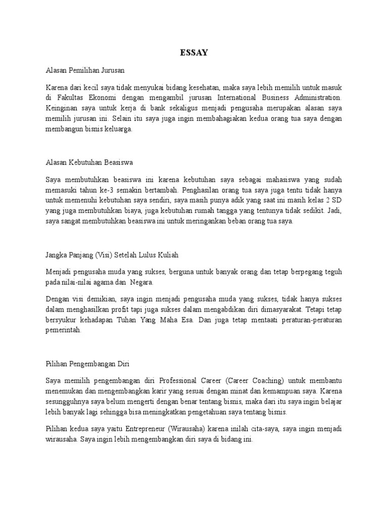 Kisah yang ku bagi beasiswa fakultas . Essay Kse