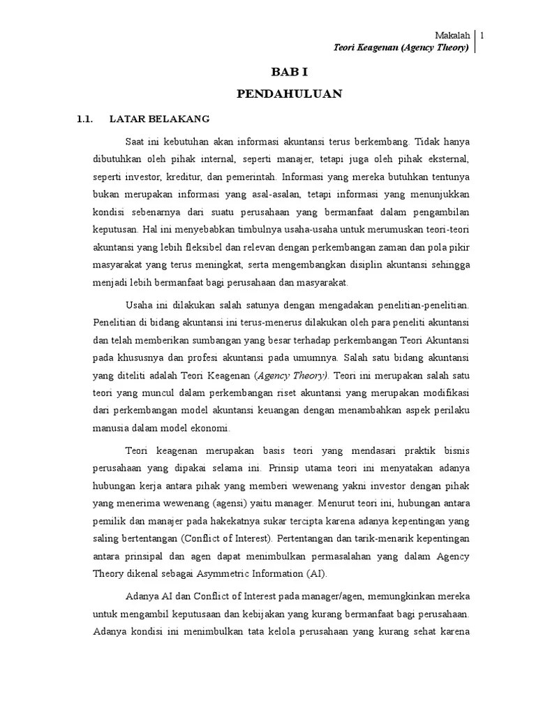 Makalah Teori Keagenan | PDF