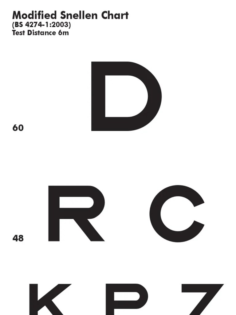 modified snellen eye chart 6m