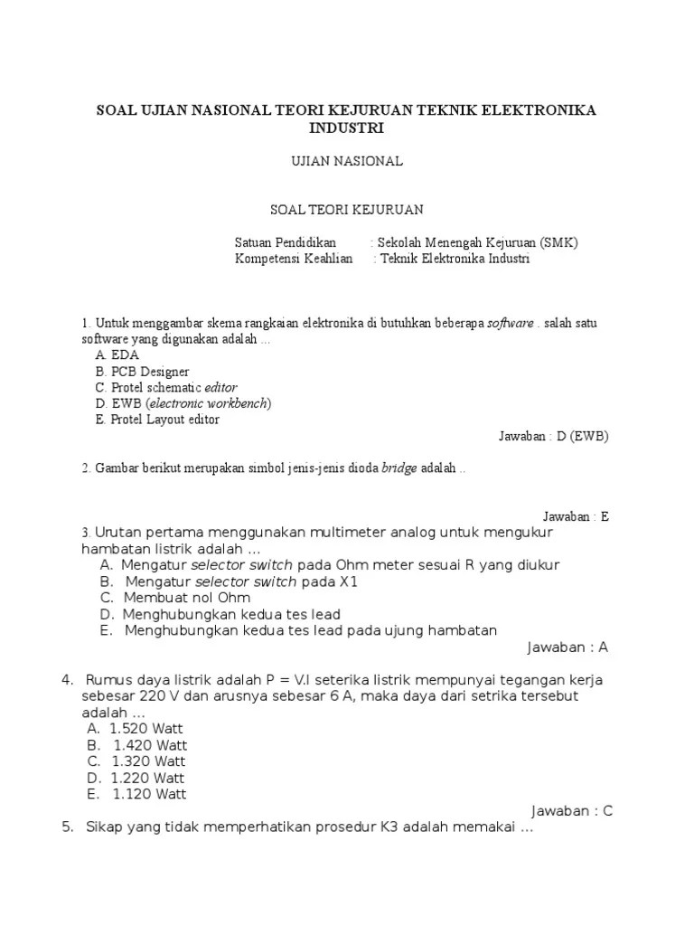Contoh Soal Gambar Teknik Listrik Beserta Jawabannya
