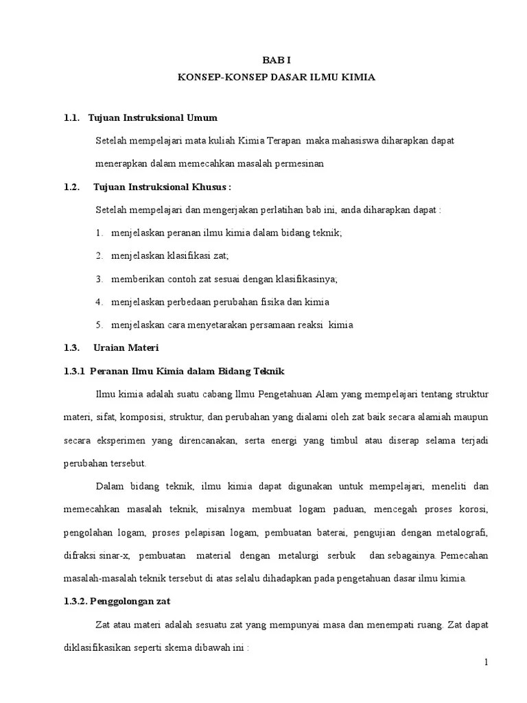 Konsep-Konsep Dasar Ilmu Kimia | PDF