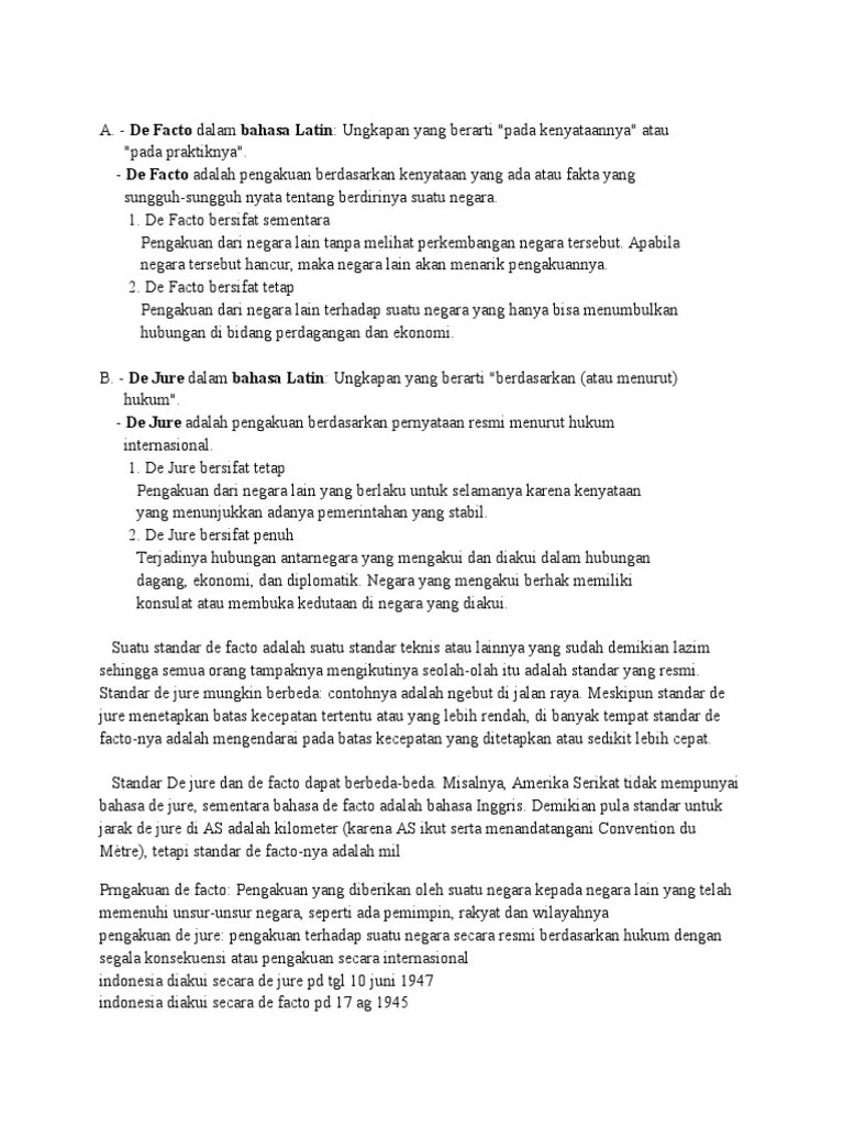 Apakah Yang Dimaksud Dengan De Facto Dan De Jure