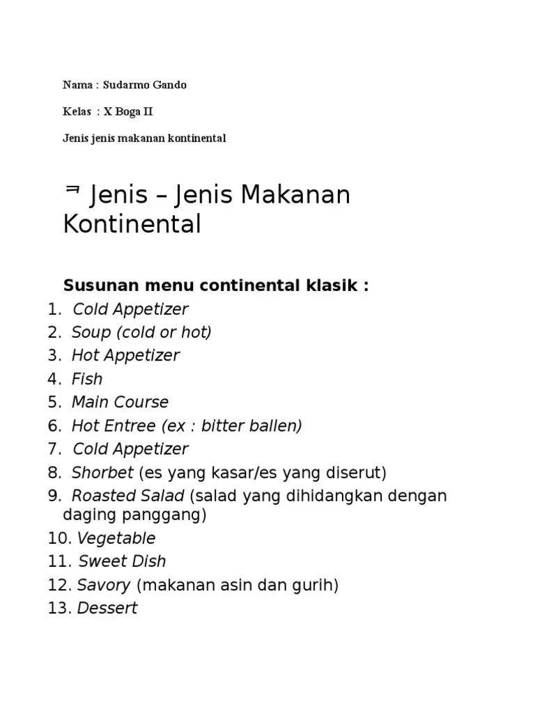 Contoh Menu Appetizer Sampai Dessert Indonesia – Belajar