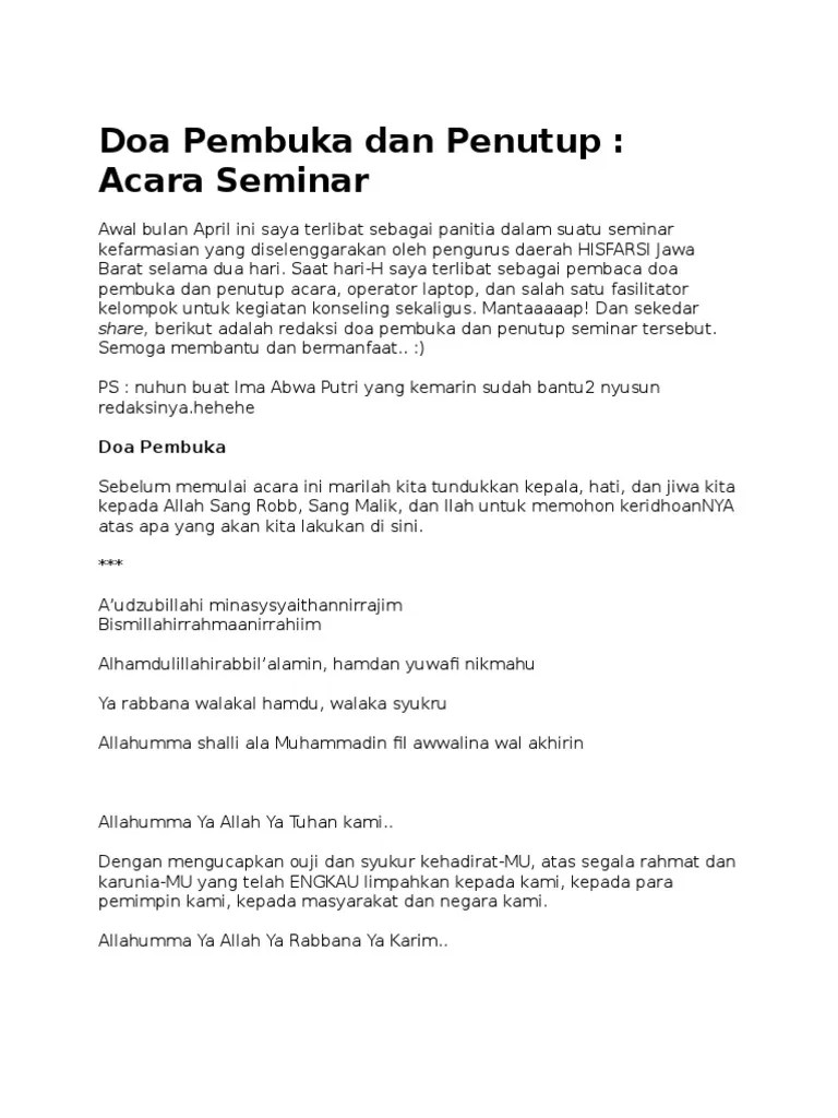Doa Penutup Acara Seminar - Kumpulan DOA Harian Sehari-Hari