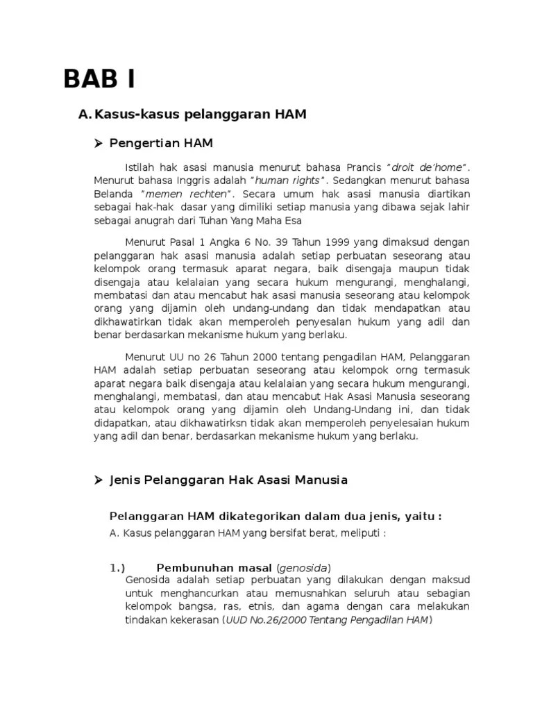BAB I Napak Tilas Penegakan HAM Di Indonesia | PDF