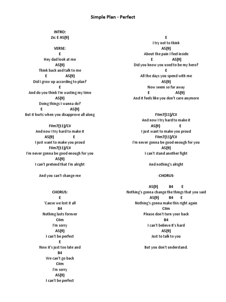 Fastest Simple Plan Perfect Lyrics Dan Artinya