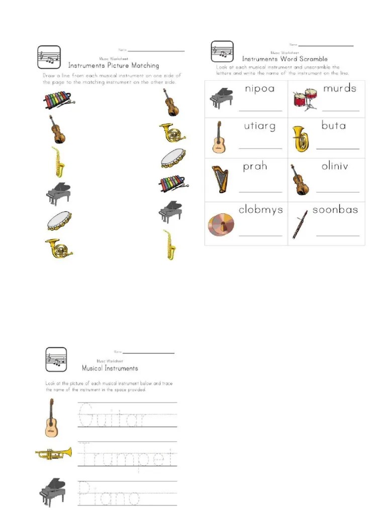 music worksheets