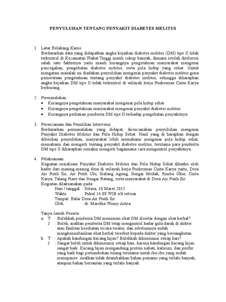F5.laporan Penyuluhan Diabetes Melitus DR Tata | PDF