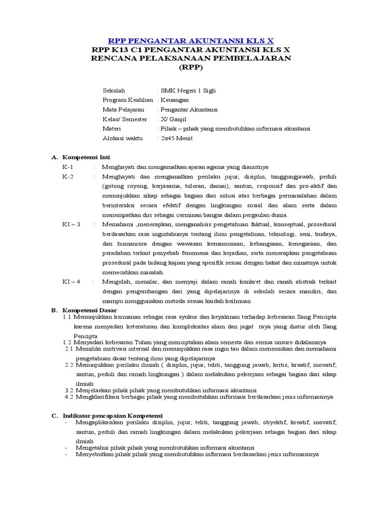Rpp Silabus Akuntansi Smk Kelas X