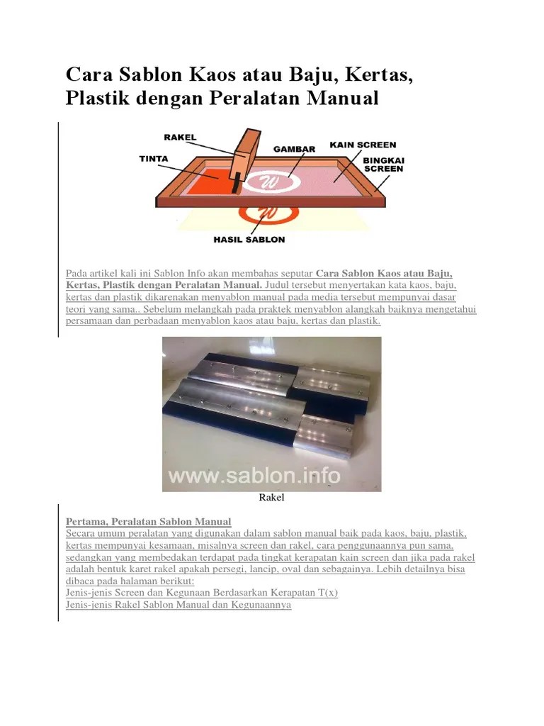 Cara Sablon Kaos Atau Baju | PDF