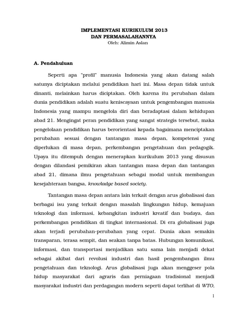 Bagaimana implementasi kurikulum tahun 2013 dalam penyusunan rencana. Makalah Implementasi Kurikulum 2013 Pdf