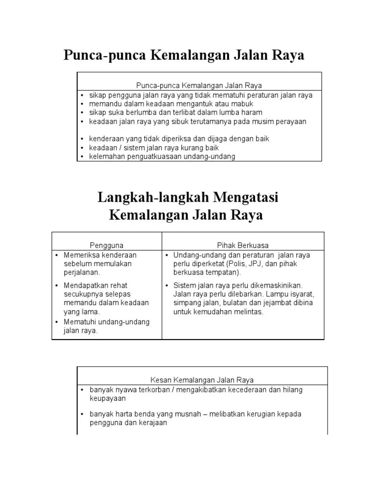 Contoh karangan stpm/spm untuk para pelajar . Punca Kemalangan Jalan Raya Dan Cara Mengatasi Isaiahctzx