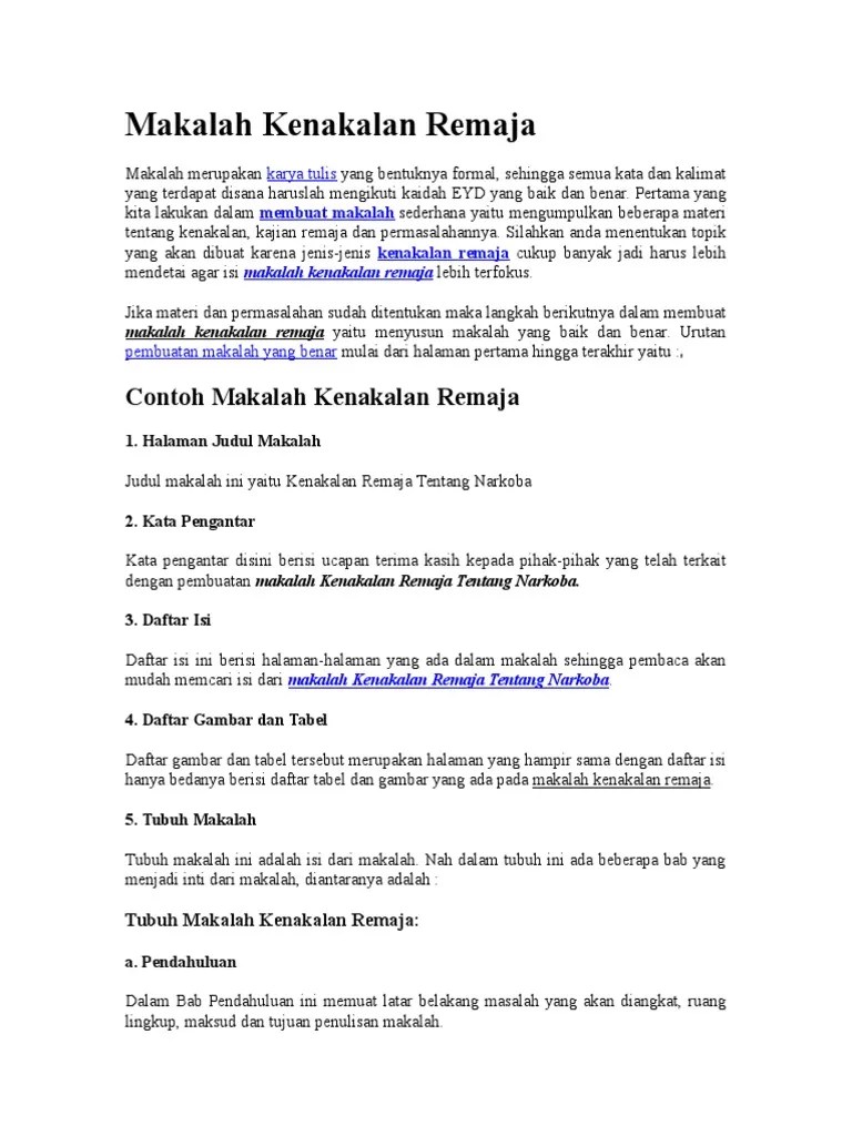 Makalah Kenakalan Remaja