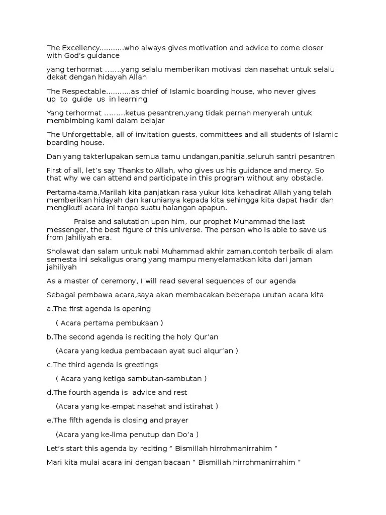 Naskah MC Bahasa Inggris | PDF