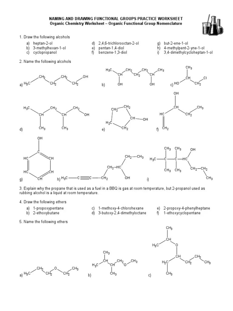 You should complete this by sunday. 15 Naming And Drawing Functional Groups Practice Worksheet Pdf Ester Ketone