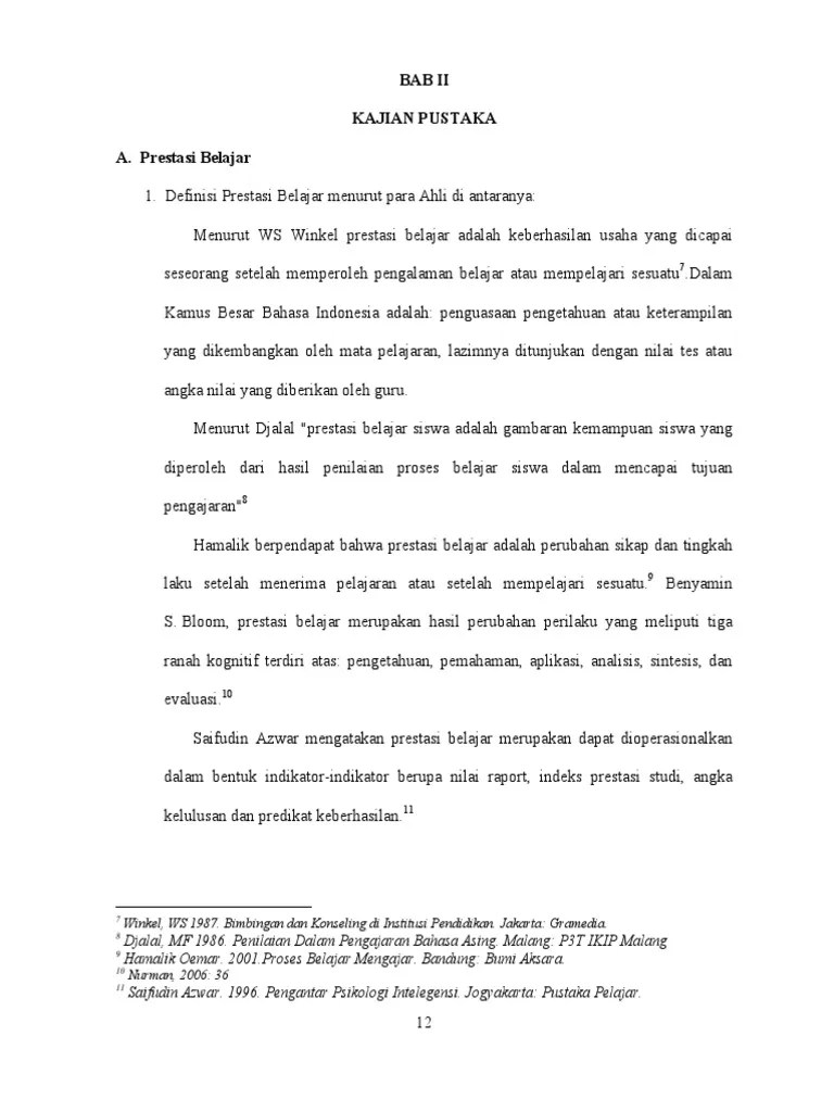 Definisi Prestasi Belajar PDF | PDF