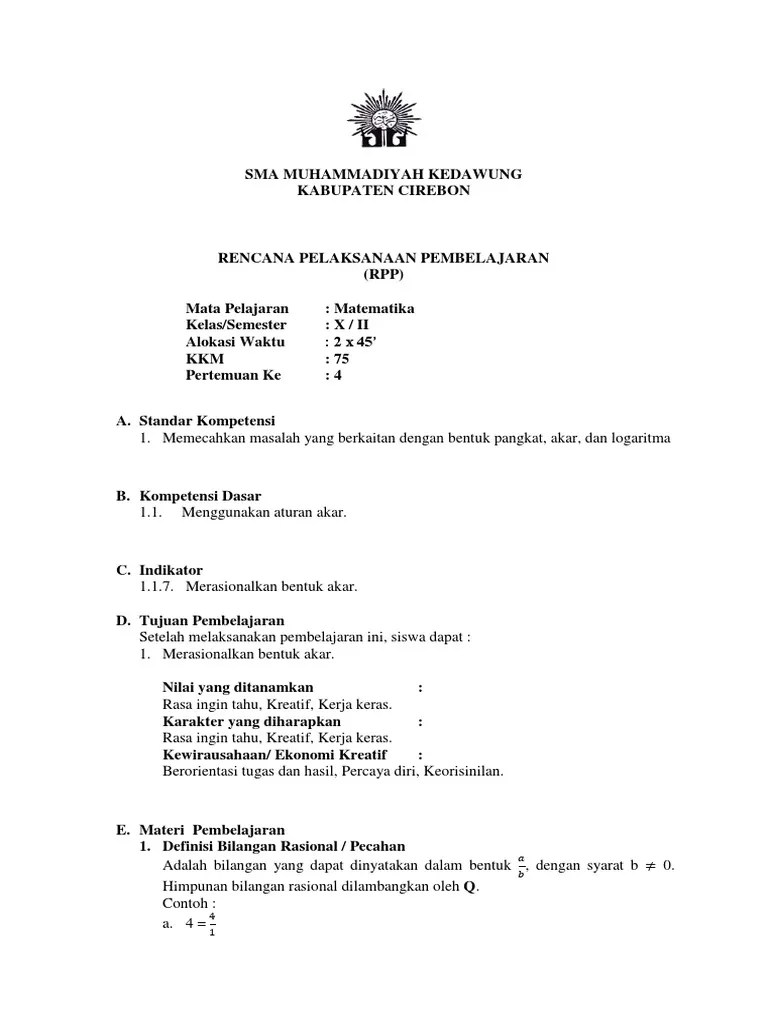 Bentuk akar kurikulum 2013 latihan bilangan berpangkat dan bentuk akar . Pert 4 Merasionalkan Bentuk Akar Pdf