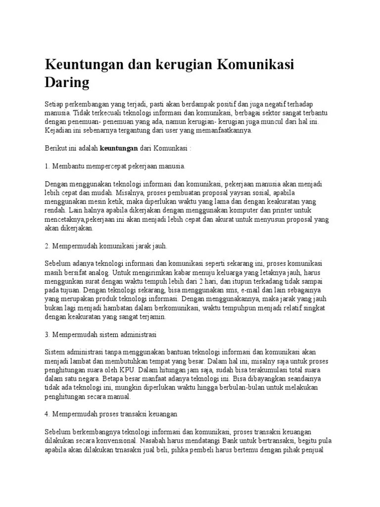 Tugas Simulasi Digital Keuntungan Dan Kerugian Komunikasi Daring | PDF