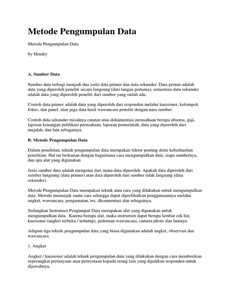 Metode Pengumpulan Data | PDF