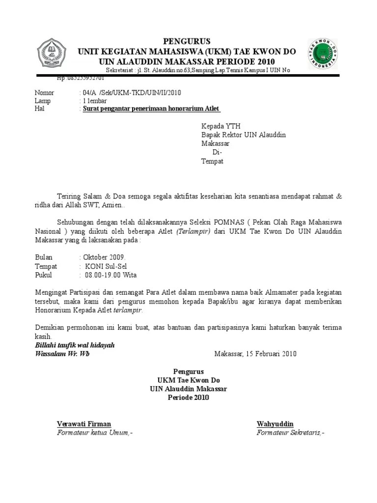 Surat Pengantar Atlit. | PDF