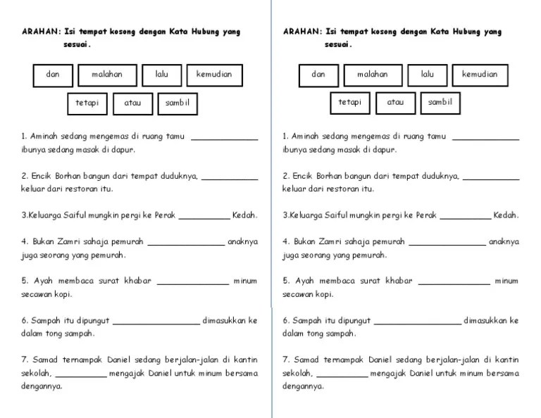 Bahasa melayu (bm) grade level: Latihan Kata Hubung Tahun 3 Pdf