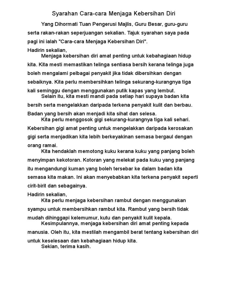 Cara Cara Menjaga Kebersihan Diri Karangan Pendek : Contoh Karangan Cara Cara Menjaga Kebersihan Diri Spm Otosection