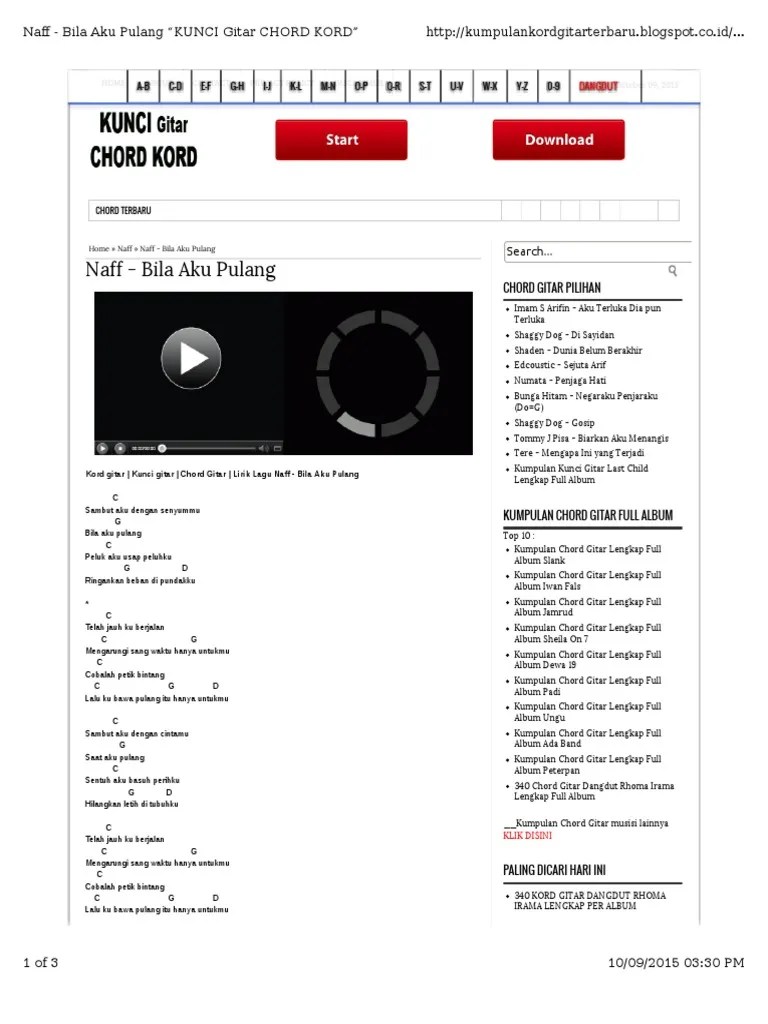 Ke indahanmu tak pernah dapat terlukiskan Naff Bila Aku Pulang Chord Pdf