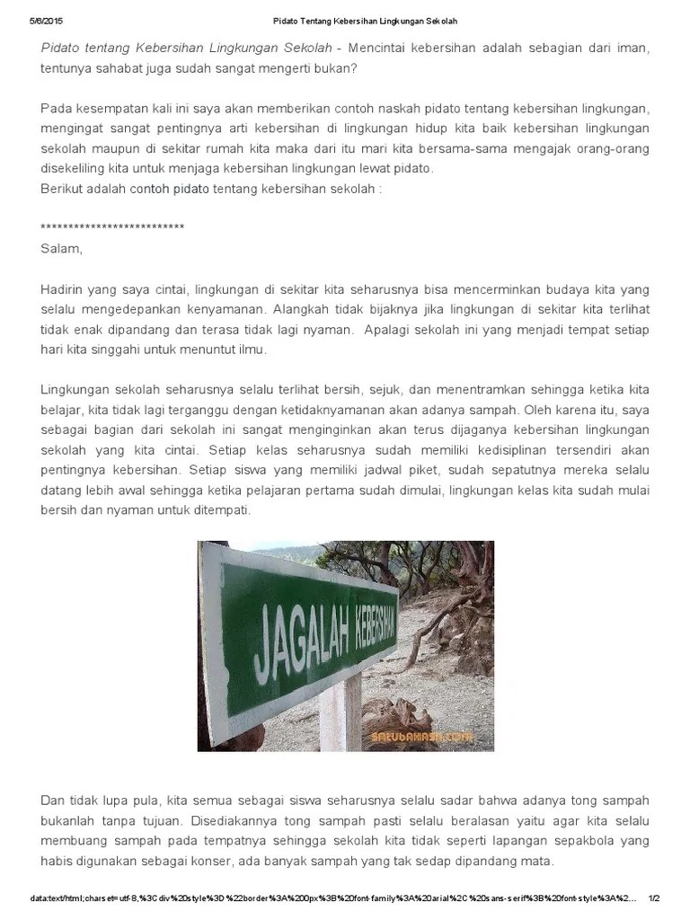 Maybe you would like to learn more about one of these? Pidato Tentang Kebersihan Lingkungan Sekolah Pdf