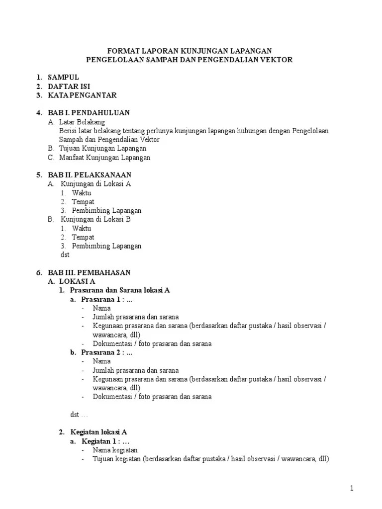 Format Laporan Kunjungan Lapangan PSPV | PDF