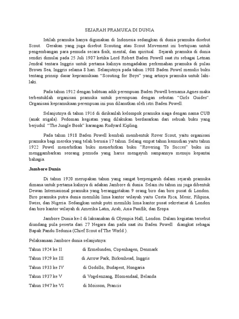 Kliping Sejarah Pramuka Indonesia Dan Dunia
