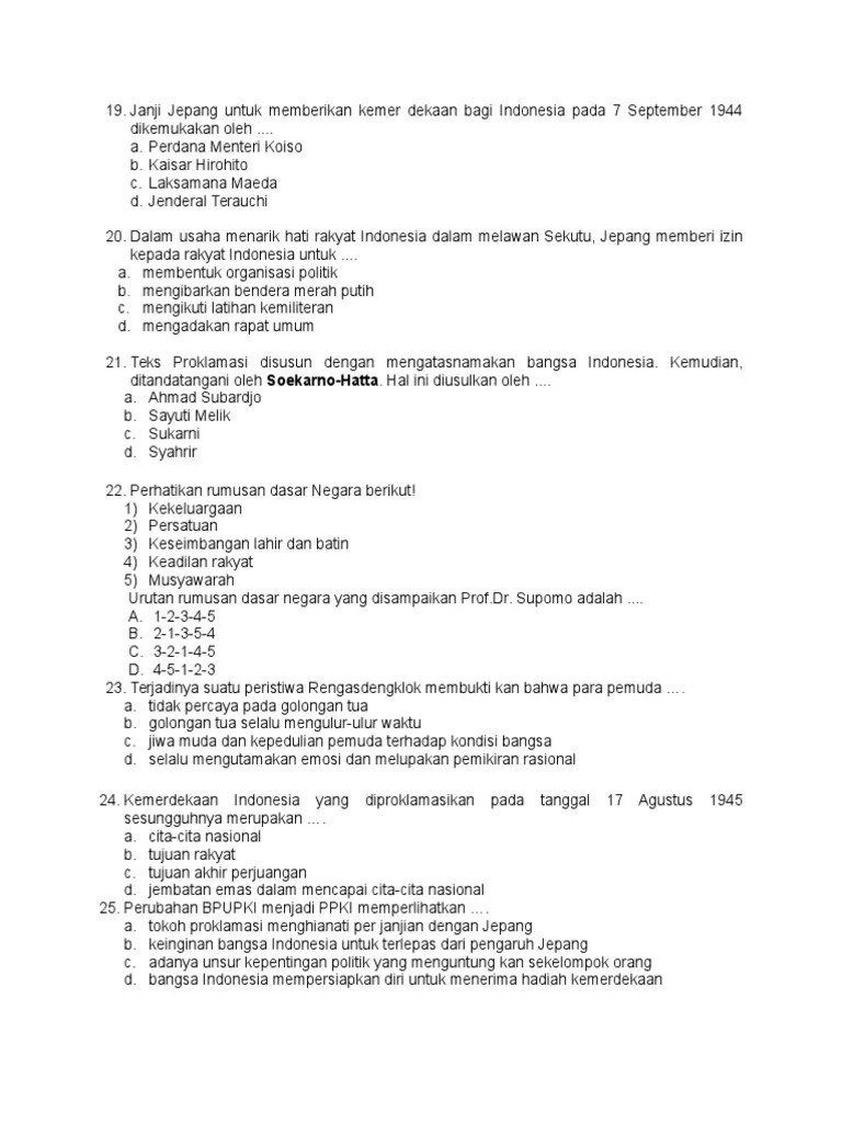 Janji Jepang Untuk Memberikan Kemer Dekaan Bagi Indonesia Pada 7 September  1944 Dikemukakan Oleh | PDF