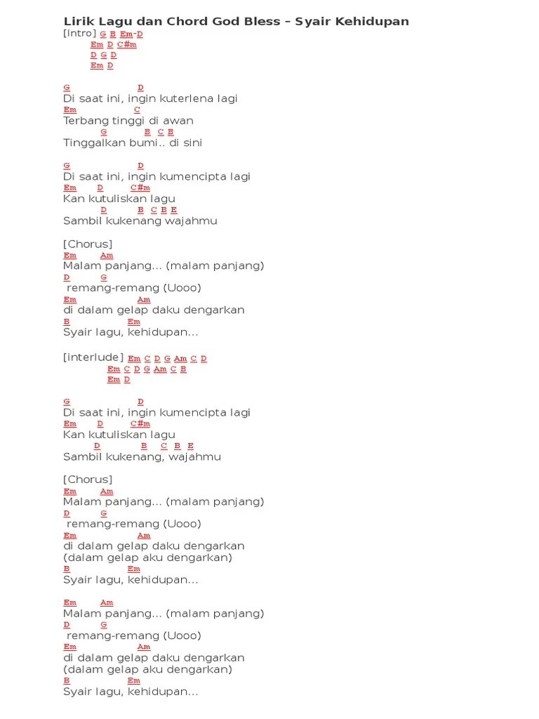 Lirik Lagu Dan Chord God Bless | PDF