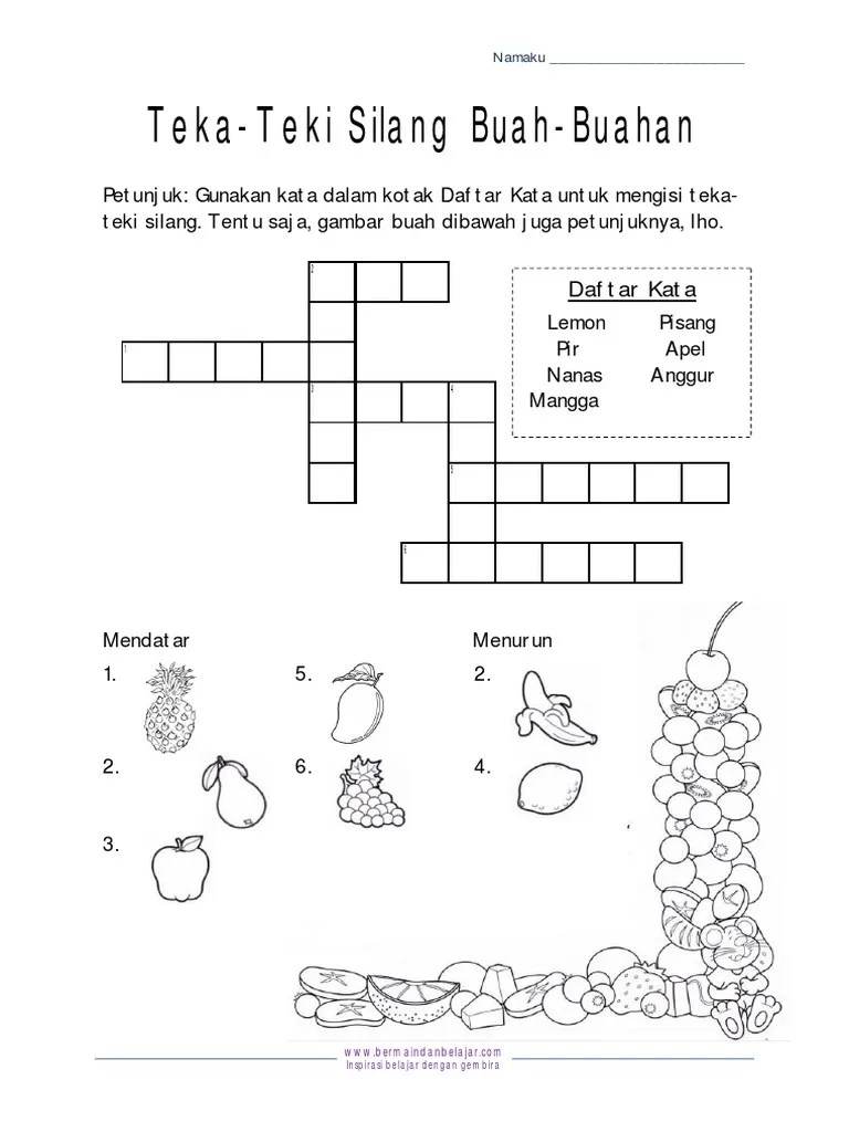 Teka Teki Silang Bahasa Inggris Tentang Buah – Nasi