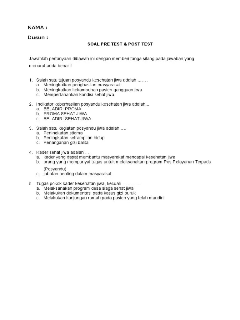 Soal Pre-Post Test | PDF