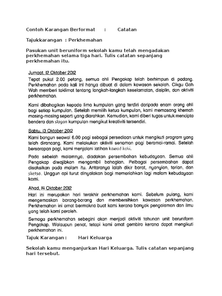 Tuliskan sebuah karangan tentang … Contoh Contoh Karangan Sambutan Hari Keluarga Tukaffe Com