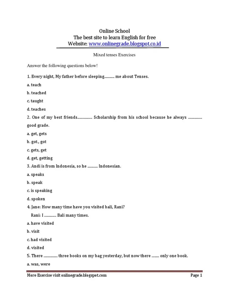 Contoh Soal Past Tense Beserta Kunci Jawabannya Pilihan Ganda