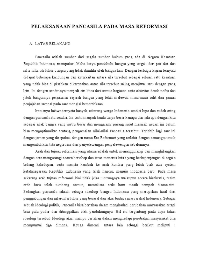 Makalah Pancasila Reformasi | PDF