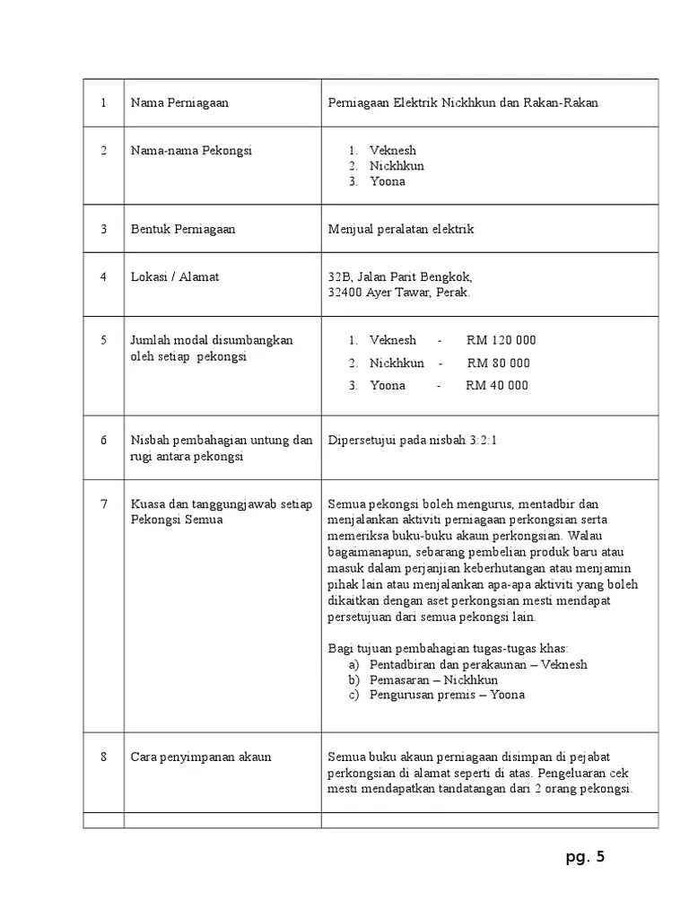 Tahun 2018 antara pihak pertama, pihak kedua 7 Ikatan Perjanjian Perkongsian Pdf