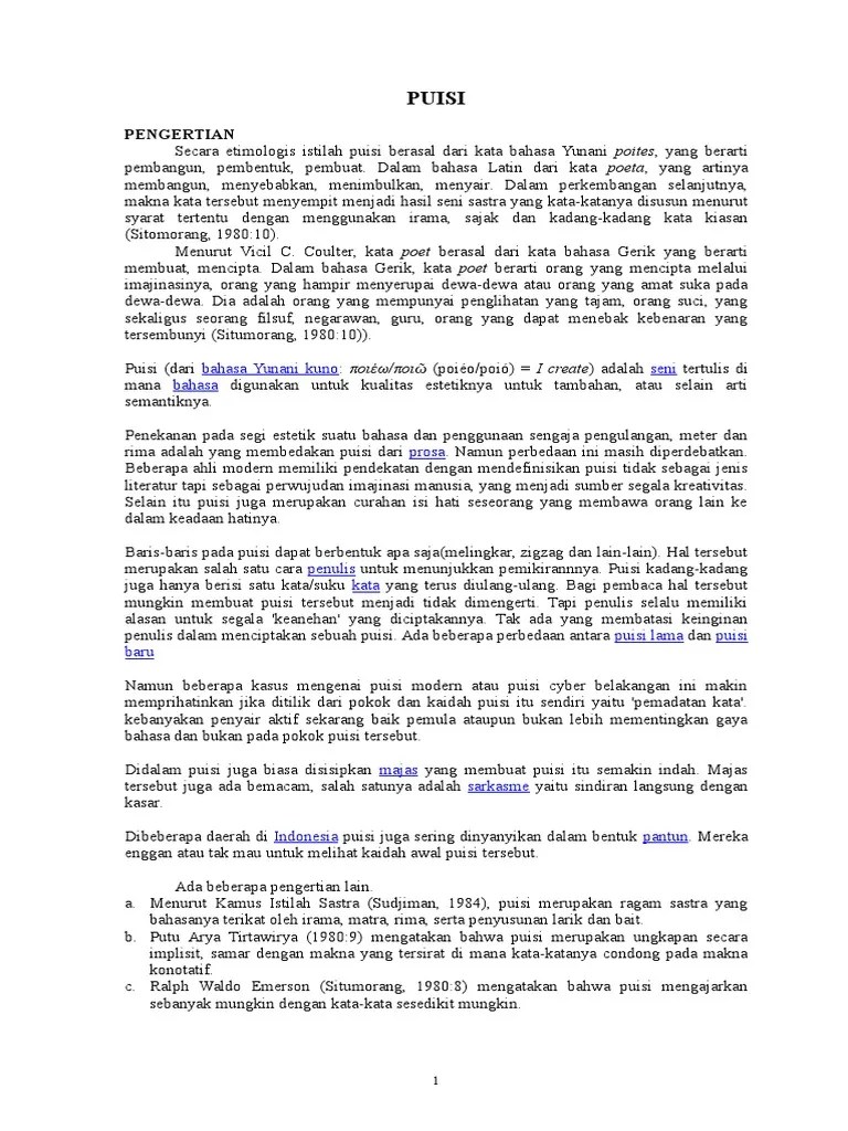 Tugas 2 Puisi, Drama, Prosa Dan Analisis Puisi | PDF