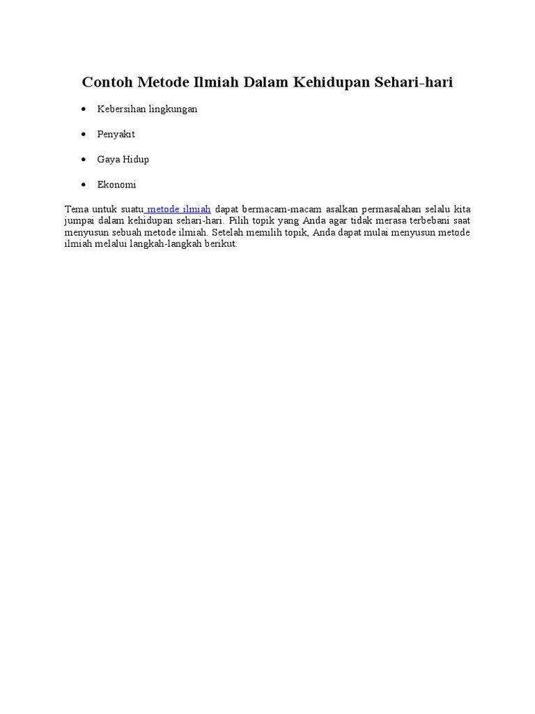 Contoh Metode Ilmiah Dalam Kehidupan Sehari | PDF