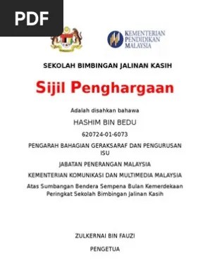 Boleh edit sendiri untuk sijil penghargaan sekolah, . Contoh Sijil Penghargaan Pdf