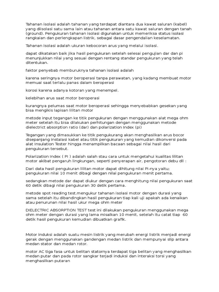 Tahanan Isolasi Adalah Tahanan Yang Terdapat Diantara Dua Kawat Saluran |  PDF
