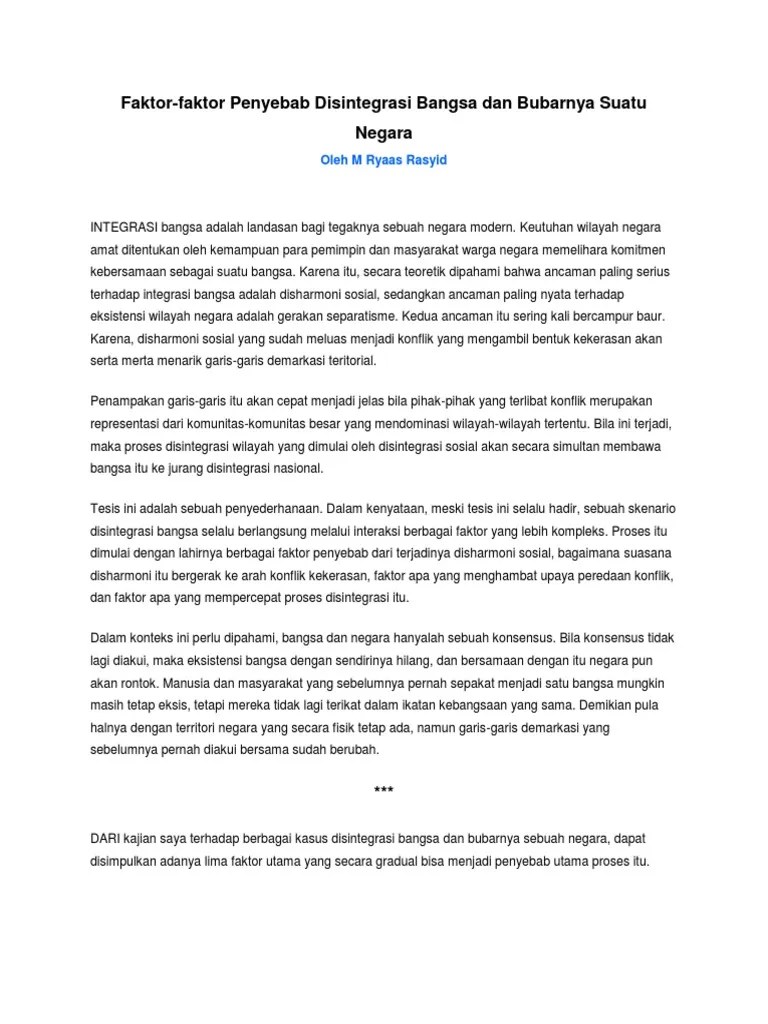 Faktor Disintegrasi Bangsa | PDF