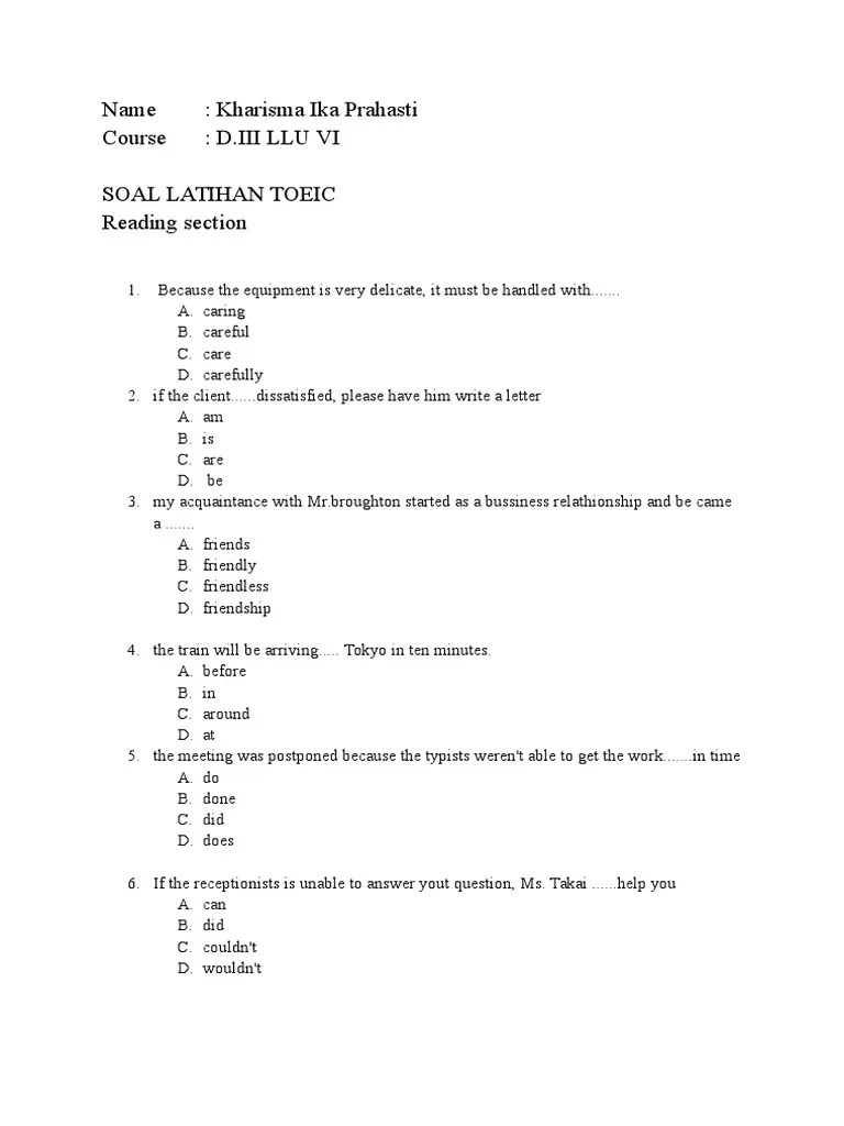 Latihan soal listening ielts online dan jawaban complete answer plans to construct an. Soal Latihan Toeic Pembahasan Toeic Adverb Business