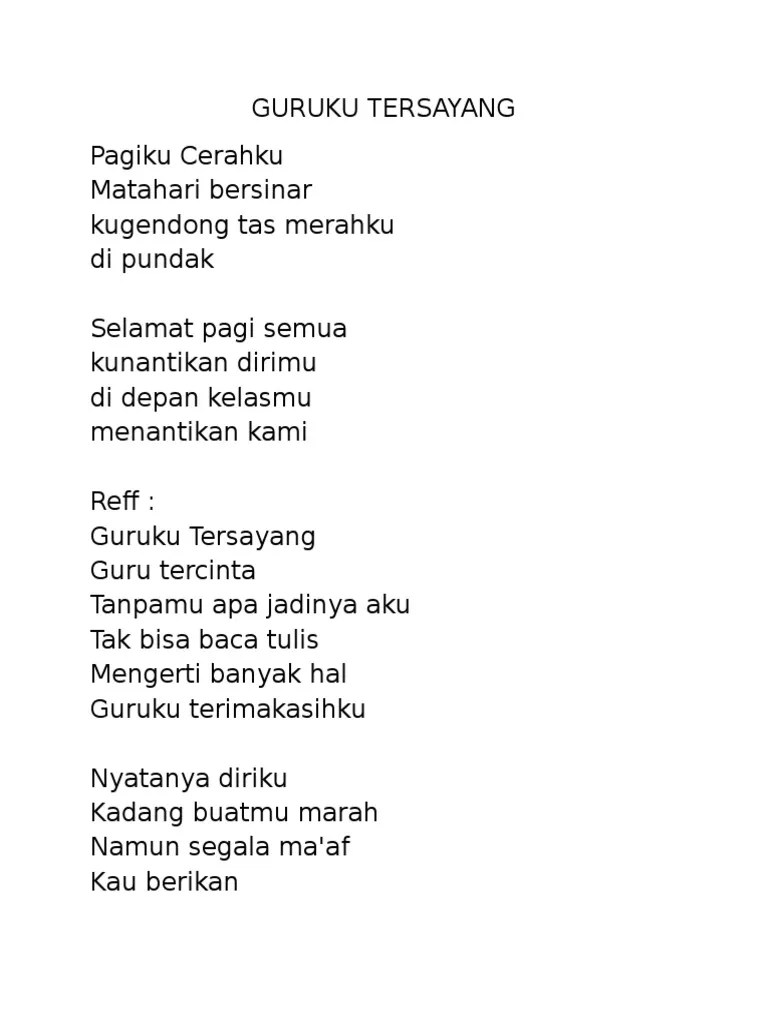 Tercepat Lirik Guruku Tersayang