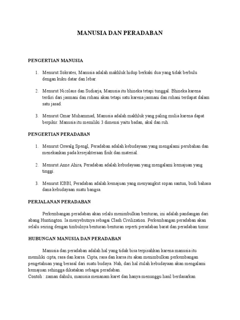 Manusia Dan Peradaban | PDF