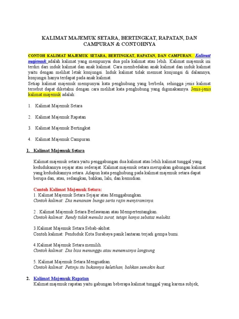 Kalimat Majemuk Setara | PDF