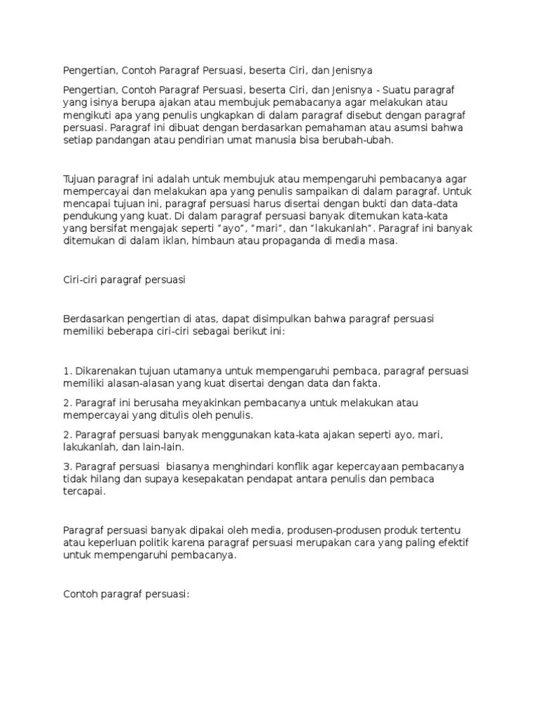 Contoh Paragraf Persuasi Atau Persuasif | PDF